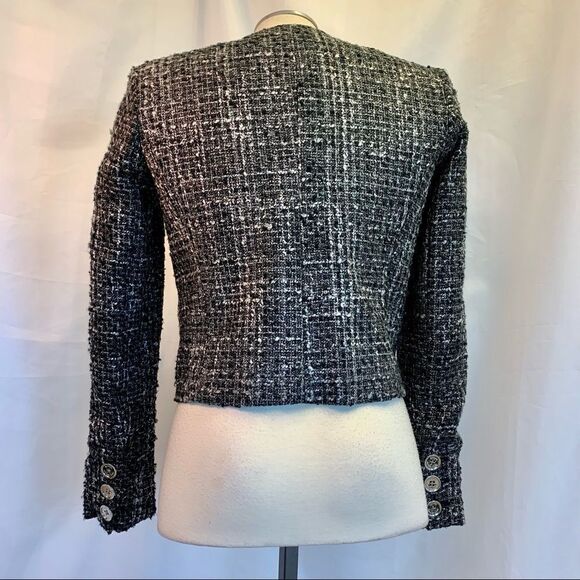 Michael Michael Kors black gray tweed Sartorial jacket size 2 - Picture 3 of 12